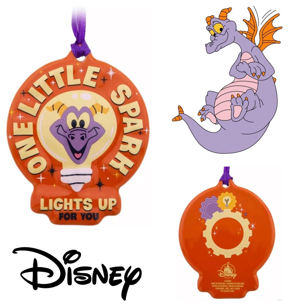 NWT Disney’s Figment Sketchbook Xmas Ornament Orange Ceramic